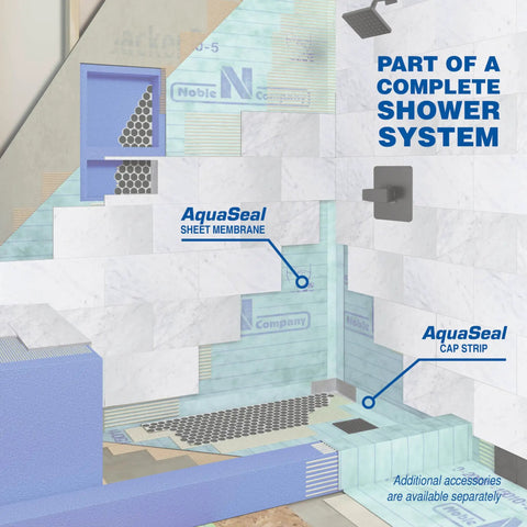Top Tier Blue Waterproofing Membrane Roll For Shower And Wall Prep Smooth Install Cap Strip Designed For Bathroom Renovations Beast Mode Moisture Shield For Tiles And Floors in shower system diagram.