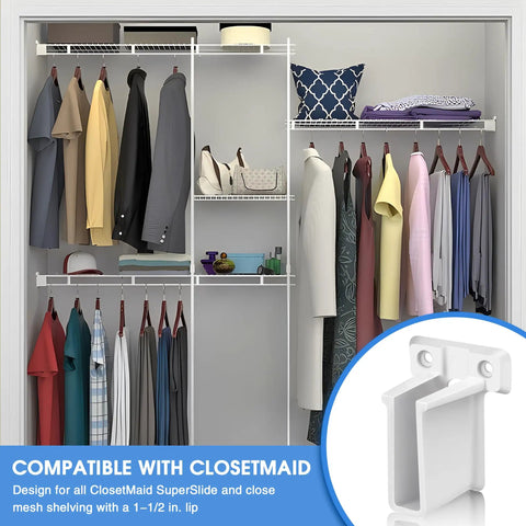 12 Pack White Wire Shelf End Brackets For 1/2 Inch Shelves, Plastic Closet Shelf Supports, Easy Install, Durable Resin Brackets For Home, Garage, Laundry Room Organization And Sturdy Storage on closet shelving