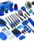 All In One 36 Piece Car Detailing Kit with drill brushes, wheel and tire brushes, wire brushes, dash duster, and storage box
