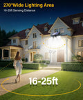 Solar Lights Outdoor Waterproof 180 LED 3 Heads Motion Sensor Flood Lights With 270 Degree Wide Angle illuminating house entrance
