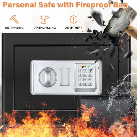 1.2 Cubic Personal Home Safe Box Fireproof And Waterproof With Removable Shelf Beefed Up Tough With Anti-Theft Lock