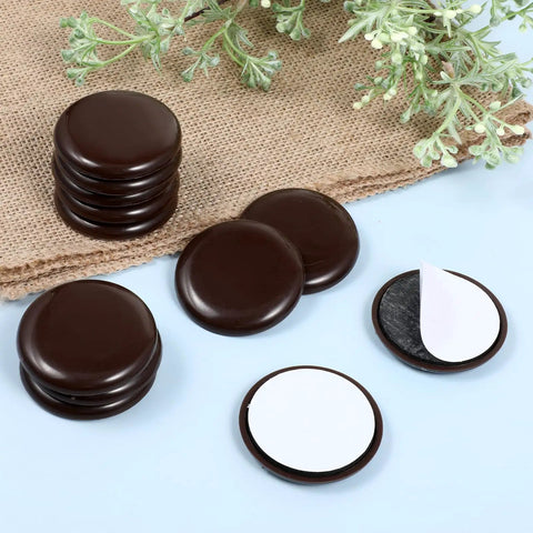 12 Pack Self Adhesive Furniture Sliders For Carpeted And Hardwood Floors 2 Inch Chair Movers Gliders That Glide With Ease And Protect Floors Coffee Color Ideal For Sofas Tables And Beds