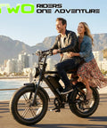 Couple riding All-Terrain Electric Mountain Bike For Adults With Peak 1500W Motor, 20x4 fat tires along a coastal path