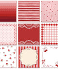 Nine Pack Aesthetic Sticky Notes Set with red pastel designs and floral motifs, 2.99x2.99 inches for home and office use.