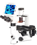 Digital LCD Inverted Epifluorescence Microscope With 9 Inch HD Display, Built-In 5MP Camera, GFP And RFP Fluorescence, Optional UV Excitation, HBO Mercury Illumination, And 4x, 10x Ph, 20x Ph, 40x Ph Objectives Plus Dozens Of Lenses, front view