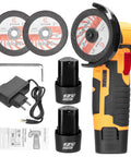 Cordless Mini Angle Grinder Go To Tool 19500 RPM For Quick Cuts And Smooth Polishing On Ceramic Tile Wood Stone And Steel Comes With Two Cutting Discs And Two 1200mAh Batteries Yellow