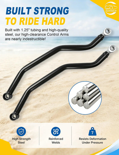 High Clearance Boxed Rear Radius Arm Kit for RZR XP 1000 and XP 4 1000 2014 to 2023, Beefed Up Heavy Duty Steel With Adjustable Heim Joints, 4X Stronger Than Stock, Boxed Rear Arms Replacement, Black, 1.25-inch tubing
