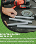 Top Shelf 3/4 Inch Outside Diameter 5/16 Inch Inner Bore 8 Inch Long Mild Steel Seamless Tubes 10 Pack Industrial Spacer Tubing laid on a workbench.