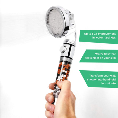 EcoPower High Pressure Handheld Shower Head and Wall Showerhead Combo With Three In One Spray System For Rainfall, Massage, And Jetting, Eco Stop Temperature Control For Consistent Hot Showers And Water Savings