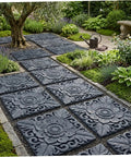 2-Pack DIY Antique Lotus Design Concrete Paver Molds For Garden Path Stepping Stones And Patio Walkway - decorative walkway installation