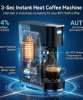 All In One Single Serve Coffee Machine For Ground Coffee K Cup Pods Nespresso Original And Dolce Gusto Pods Hot And Iced Coffee Maker With 20 Bar Espresso And Custom Brew Volume Heats Up In Three Seconds, showing internal heating system and coffee dispensing.