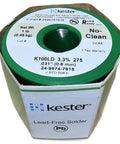 Lead Free No Clean Solder Wire 0.031 Inch Diameter K100LD Alloy on a one-pound spool with product label visible.