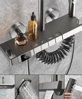 CUTPOIY Thermostatic Shower System, 4 Functions Shower Faucet Set with digital display, shower controls, and hose.