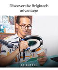 Person using Hands Free Magnifying Floor Lamp With Dimmable LED Light, 5 Diopter Lens, Six Wheel Rolling Stand for crafts