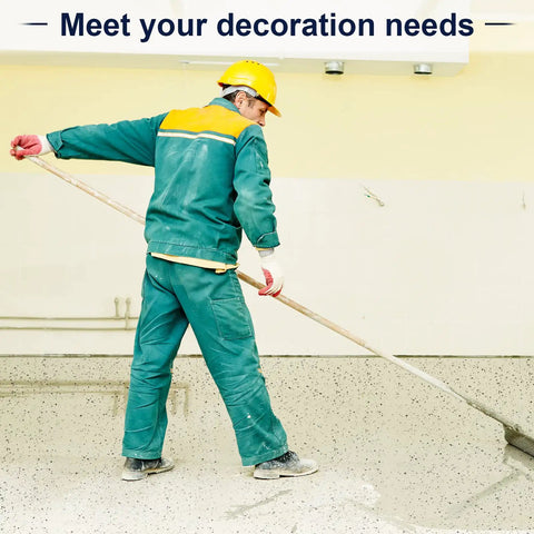 Worker applying One Pack 2.8 Kg Decorative Epoxy Color Flakes DIY Friendly For Garage Floors And Concrete Coatings Blended Paint Chips