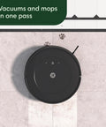 Top view of a Robot Vacuum And Mop Combo With Powerful Suction And Smart Mapping For Multi Surface Floors In One Pass Easy To Use Self Charging Bagless Space Saving Design Cleans In Neat Rows And Edges Great For Pet Hair And Daily Messes on tile floor