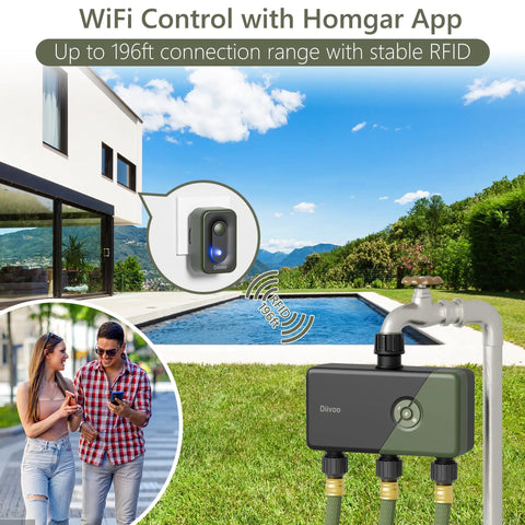 WiFi Sprinkler Timer 3 Zone With Alexa And Google Assistant Compatibility, Remote Control Irrigation System connected by pool
