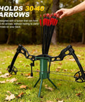 Foldable Bow Stand With Quiver Holder For Compound Bows And Traditional Longbows Ground Archery Stand Holds 30-40 Arrows