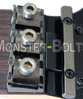 Badass Floyd Rose Style Guitar Locking Nut Screws Set Premium Titanium Fuchsia Finish, close-up of screws for tuning stability.