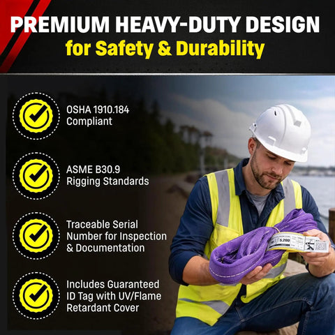 Rock Solid 6 Foot Purple Round Polyester Lifting Sling Rated At 2600 Lbs Vertical And 2080 Lbs Choker Capacity Built Damn Tough For Heavy Industrial Jobs Made Legit Stateside