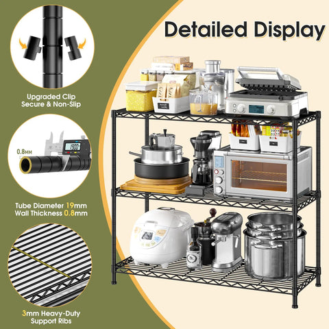 Hella Sturdy Three Tier Metal Shelving Rack Adjustable Heavy Duty Storage Unit Holds 468 Pounds Keep Your Spot Tidy Smart Organizer For Kitchen Pantry Laundry Garage Compact Corner