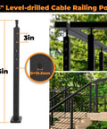 36 inch level-drilled cable railing post from Hella Solid DIY Cable Railing Post Kit, stainless steel, ideal for outdoor decks.