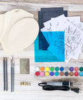 Starter Wood Burning Kit With Burner Pen, 5 Interchangeable Tips, 48-Piece Deluxe Pyrography Set, Stencils, and Watercolor Paints