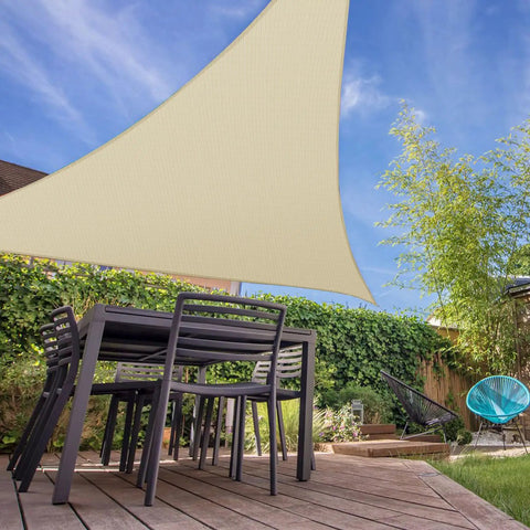 Beige 9 Ft Triangle Sun Shade Sail Canopy for Patio Backyard and Garden UV Blocking and Breathable Outdoor Shade