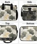 Back, side, top, and bottom views of Insulated Picnic Backpack Lunch Bag For On The Go Keeps Food Fresh Large 12 Inch By 9 Inch By 10 Inch Tote