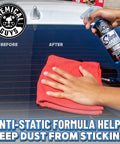 Hand using Streak Free Glass And Window Cleaner For Tinted Windows Ammonia Free Safe On Factory And Aftermarket Tint 16 Oz
