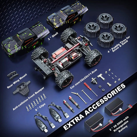 Brushless One Fourteenth Scale RC Truggy For Adults, Blazing 50 MPH Offroad 4x4 Waterproof Monster Truck parts and accessories