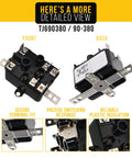 Front and back view of TJ690380 90 380 Fan Relay for White Rodgers HVAC Systems 24 VAC, showcasing secure terminal fit.