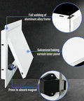Built Tough Aluminum Access Door For Drywall Panels With Snag Free Flush Mount And Heavy Duty Galvanized Core designed to hide utility access, features magnetic latch and sturdy frame.