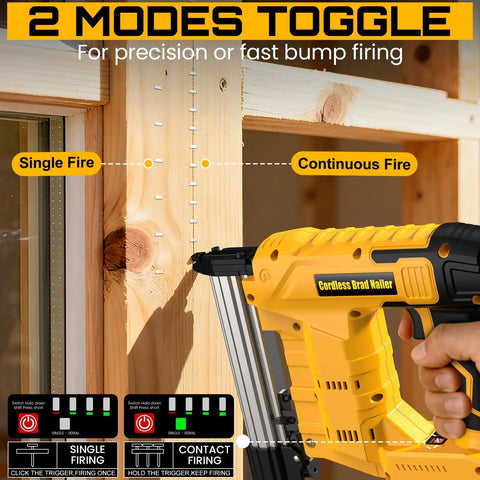 Boss Grade 18 Gauge Cordless Brad Nailer And Electric Staple Gun Two In One Workhorse with selection for single and continuous firing.