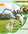 Tether Dog Toy Rack With 3 Tug Rope Toys Rotating Outdoor Tug Toy Stand for yard park lawn, dogs playing in grass
