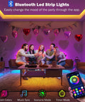 Leeleberd RGB Bluetooth LED strip lights, 100 ft (2 rolls), color-changing with remote/app control