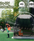Pop Up Screen House Gazebo Igloo Canopy With Mosquito Netting Sides Instant UV Resistant Sun Shelter For Backyard Hangout Garden Patio Beige 6 By 6 Feet Lightweight Portable Easy Set Up No Tools Needed shown installed in a garden with children playing nearby