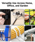 Various uses of 200 Pack Self Locking Nylon Zip Ties Assorted 6, 8, 12 Inch Indoor Outdoor Black And White For Cable Management