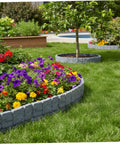 Interlocking Faux Stone Garden Edging Border Kit Easy Install Plastic Landscape Border For Yard Flower Beds And Lawn Weather-Resistant 30 Pack Included surrounding colorful flower bed