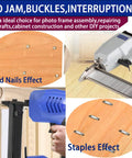 Pro Level 18 Gauge Narrow Crown Staples And Brad Nails Assortment Kit 4200 Pieces showing brad nails and staples in use.