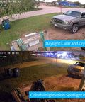 Day and night view from 2K PTZ Solar WiFi Security Camera With AI Motion Detection, Color Night Vision, 360 Degree View, Waterproof Build