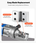 Image of VEVOR 6Pcs Electric Rebar Cutter Replacement Jaw Blades for 22mm #7 Steel Rod CR12MOV showcasing the bevel and straight blades.
