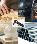 Badass Compact Air Die Grinder With Right Angle 20000 RPM Pneumatic Drive shown in multiple applications like fabricating and polishing.