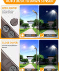 Diagram showing auto dusk to dawn sensor for Rugged 240W 200W 150W Adjustable LED Parking Lot Light With 5000K Output UL DLC Listed Photocell