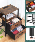 Nightstand With Charging Station And USB Ports, Compact Bedside Table With Fabric Drawers, Storage Shelf For Small Bedrooms And Tight Spaces