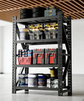 Hella Tough Heavy Duty Garage Shelving Rack With Cold Rolled Steel Frame And Massive Four Thousand Pound Load Capacity, loaded with tools and gear.