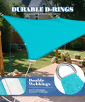 10 By 13 Foot Waterproof Sun Shade Sail Rectangle Canopy for Outdoor Patio with UV block in turquoise installed over seating area