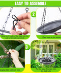 Solar Powered Bird Bath Fountain Kit For Outdoor Hanging Use With 4 Water Pattern Sprays Hummingbird Pump No Fuss Setup