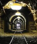 10 Head LED Temporary Construction Lights lighting a dark mining tunnel