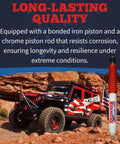 Ford F 250 F 350 Super Duty Front And Rear Hydraulic Action Shocks Set for trucks with off-road scene and product detail